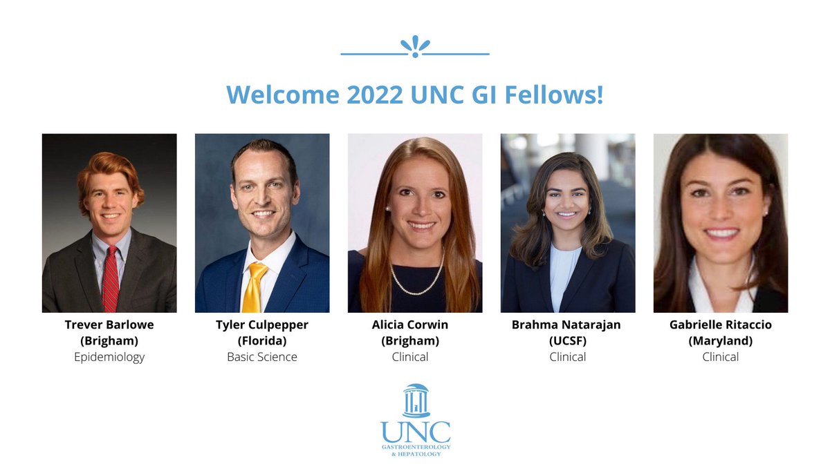 Drumroll please... We are SO EXCITED to announce our @UNCGastro fellowship class starting July 2022! Welcome to these 5 new #tarheels! We cannot wait to have you join us in Chapel Hill! @EdBarnesMD @ndshah85 @nshaheenUNC @SoniaAbichanda1