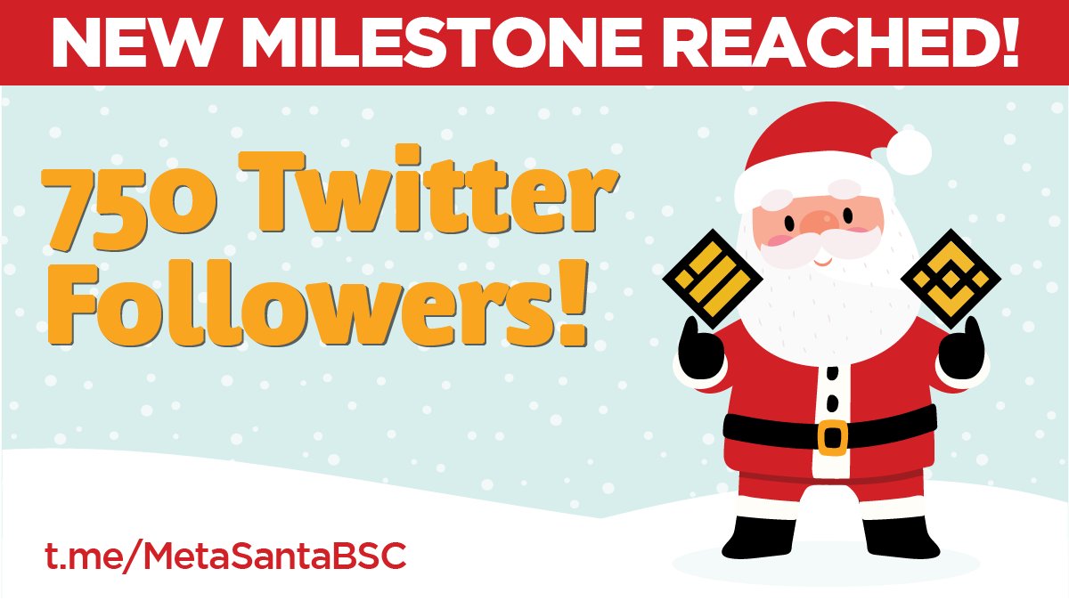 MetaSantaBSC's tweet photo. We are growing by leaps and bounds on the runway to Christmas!
Thank you to our new followers.
Don't forget to also join us on Telegram - https://t.co/rbt6Nd2Iau
#MetaSantaArmy #BSCGem https://t.co/ofcw1fVqhw