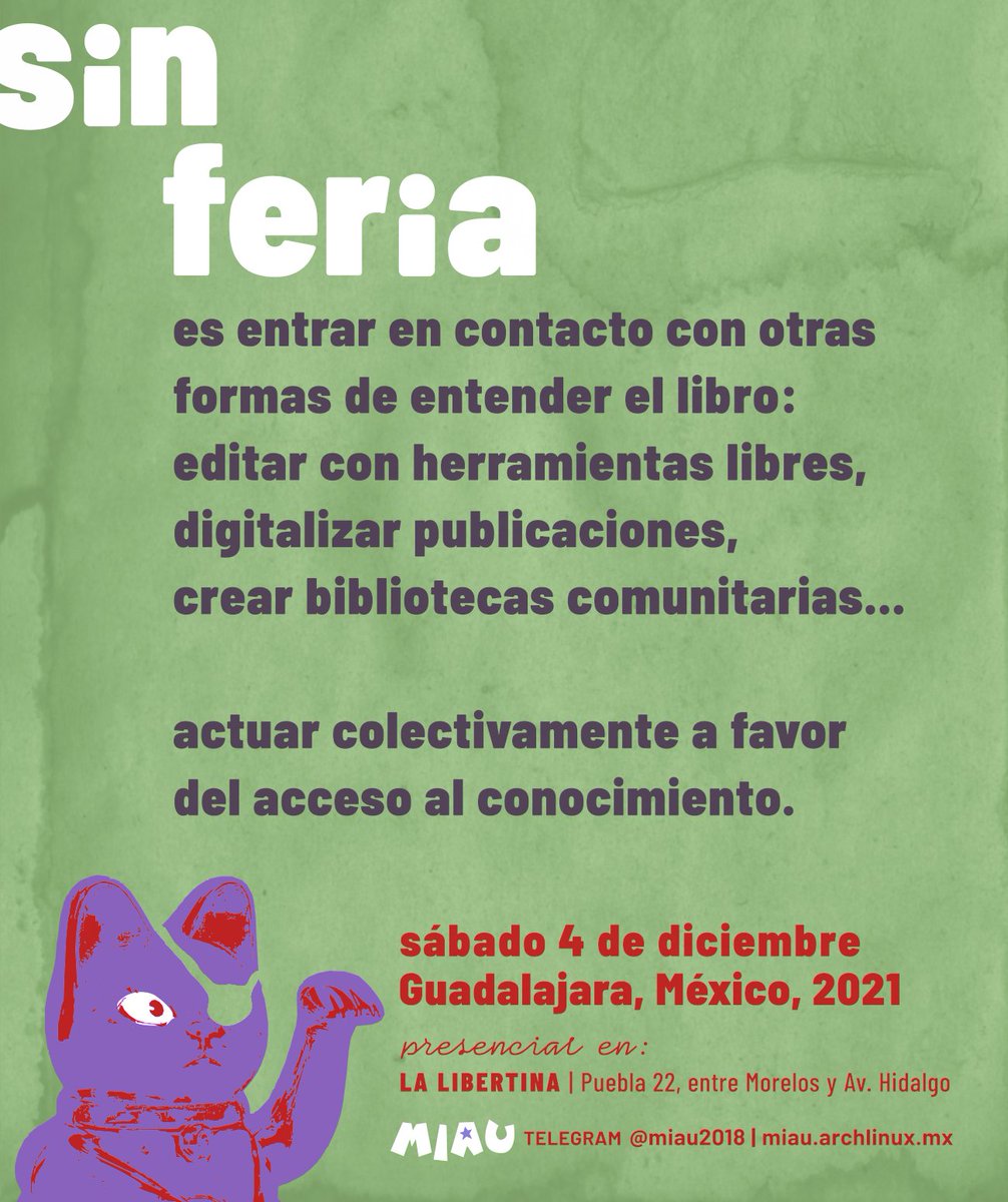 hacklib's tweet photo. #mañana 4 de diciembre, no se pierdan este bonito vento alternativo en #Guadalajara #FIL35, una jornada dentro de las varias actvidades de la ManiFiesta de los Cuerpos Mutantes @caracol_urbano
https://t.co/b5S6lQRPtv https://t.co/lAzMWiWaUk