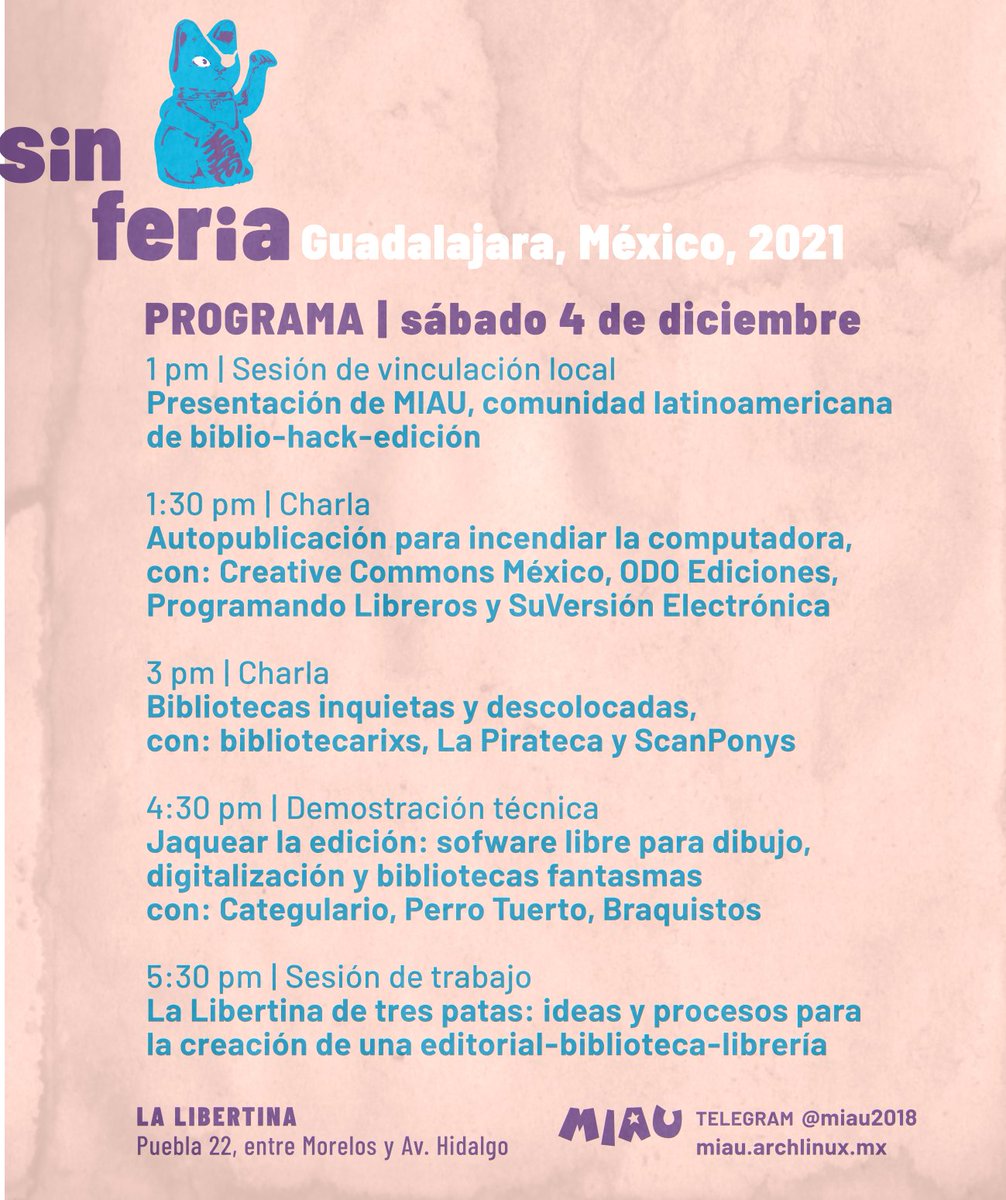 hacklib's tweet photo. #mañana 4 de diciembre, no se pierdan este bonito vento alternativo en #Guadalajara #FIL35, una jornada dentro de las varias actvidades de la ManiFiesta de los Cuerpos Mutantes @caracol_urbano
https://t.co/b5S6lQRPtv https://t.co/lAzMWiWaUk