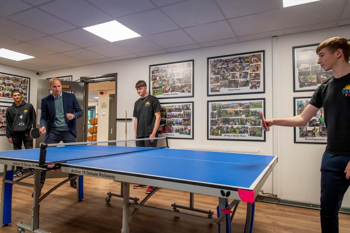 bishopyoungce's tweet photo. This week Moise had an amazing opportunity to meet and play ping pong against #HisRoyalHighness #PrinceWilliam #TheDukeOfCambridge who recently visited @CATCHLeeds. #Proud Congratulations to CATCH on their well deserved #QueensAwardForVoluntaryService @KensingtonRoyal #Community https://t.co/Au7UiM70ty