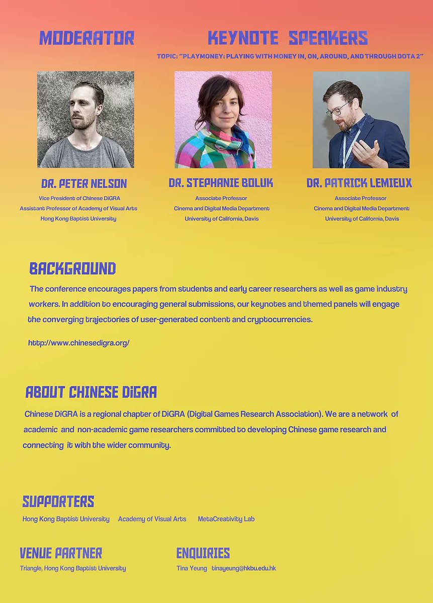 alt254's tweet photo. In three hours at 8PM EST / 5PM PST / 9AM HKT @chouxsalad and I will be keynoting Chinese DiGRA 2021! #ChineseDiGRA21 🇨🇳🕹

If you're interested in games, money, and China please drop by in person at Hong Kong Baptist University or remote at https://t.co/qSj40rySmU https://t.co/7XCZ7lvy0A