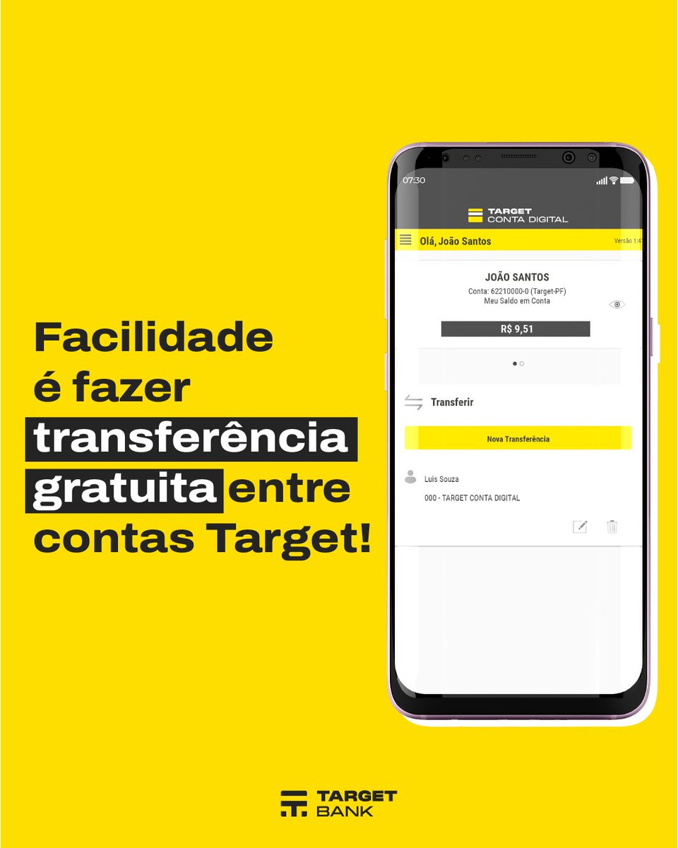 target_bank's tweet photo. Mandar dinheiro para outras contas nunca foi tão fácil, basta usar nosso App e transferir. Ah, é sempre bom lembrar que as transferências entre contas Target são totalmente gratuitas! 📲💰

#TargetTruck #TargetContaDigital #caminhoneiro #transferencias #banconaboleia https://t.co/RQtc9GvN6A