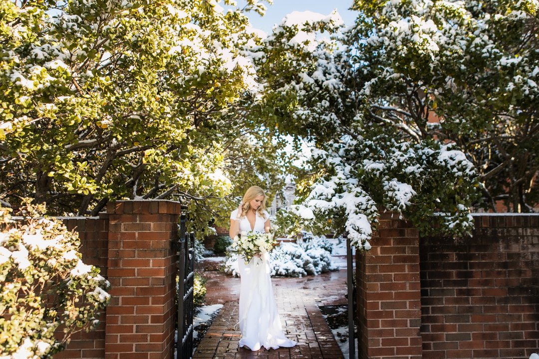 Happy Friday! We're reminiscing about snowy winter weddings as we head into the weekend ❄️ capture by <a href="/vuephoto/">vuephoto</a> 
.
.
.
.
.
#katelynpinnerstudio #winter #richardphotolab #contax645 #portra400  #dsinspiration  #floraldesign #weddinginspiration #dsfloral #chasinglight #thescoutg