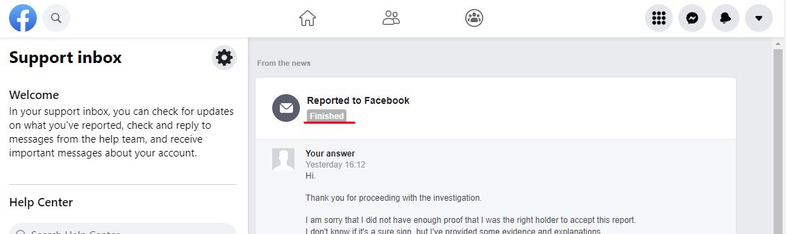 I'm reporting a problematic Facebook account reported by multiple people, but it's not accepted at this time.
It seems that I was not recognized as the right holder, and even after sending proof that I had the right, it was treated as "finished" without a reply.😞 