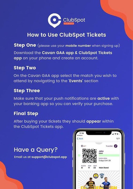 OgsClg's tweet photo. The 2021 Senior Hurling Final this Sunday is a TICKET ONLY EVENT

The info-graph below shows details on how you can purchase your tickets, in association with @ClubSpotEU.

Tickets must be purchased before The game, as tickets will not be on sale at Kinspan Breffni on the day. https://t.co/A6kps3okOT