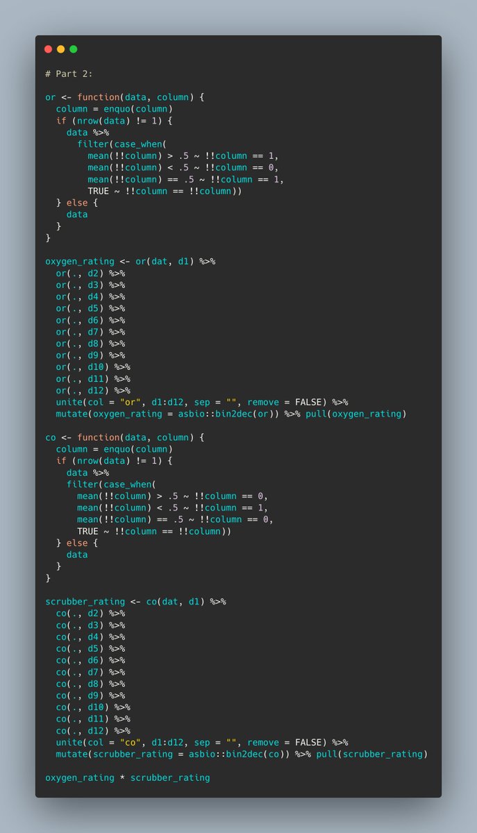 AndrewFarina01's tweet photo. Day 3 of #AdventOfCode2021 did not disappoint...this one took me some time. My code was a bit hacky, but got the job done. https://t.co/KAbsXX9OzS https://t.co/KcNDYVkVeA