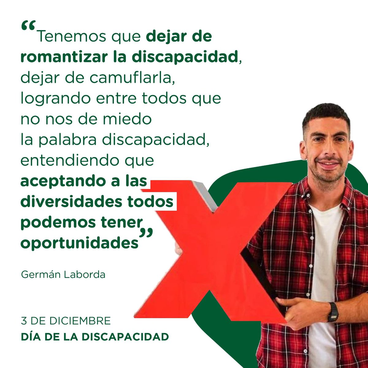 Día de la Discapacidad 💪🏻

🗣️"Aceptando las diversidades todos podemos tener oportunidades"

Compartimos una de las tantos momentos que dejó la charla de Germán Laborda en <a href="/TEDxCordoba/">TEDxCórdoba</a> 

.

Te invitamos a ver la charla: youtu.be/cQczHYm7ao0
.

Gracias <a href="/germanlaborda/">German Laborda</a> 💚