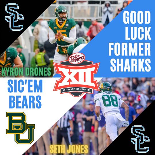 Shadow Creek Recruiting (@scsharkrecruits) on Twitter photo Good Luck <a href="/KyronDrones/">KYRON🖤🏁</a> and <a href="/iamsethjones_/">SJ</a> in the <a href="/Big12Conference/">Big 12 Conference</a> Championship!!! #SicEm <a href="/SCSharkFootball/">ShadowCreekFootball</a> <a href="/ShadowCreekHS/">Shadow Creek HS</a> <a href="/BUFootball/">Baylor Football</a> Good Luck <a href="/KyronDrones/">KYRON🖤🏁</a> and <a href="/iamsethjones_/">SJ</a> in the <a href="/Big12Conference/">Big 12 Conference</a> Championship!!! #SicEm <a href="/SCSharkFootball/">ShadowCreekFootball</a> <a href="/ShadowCreekHS/">Shadow Creek HS</a> <a href="/BUFootball/">Baylor Football</a>