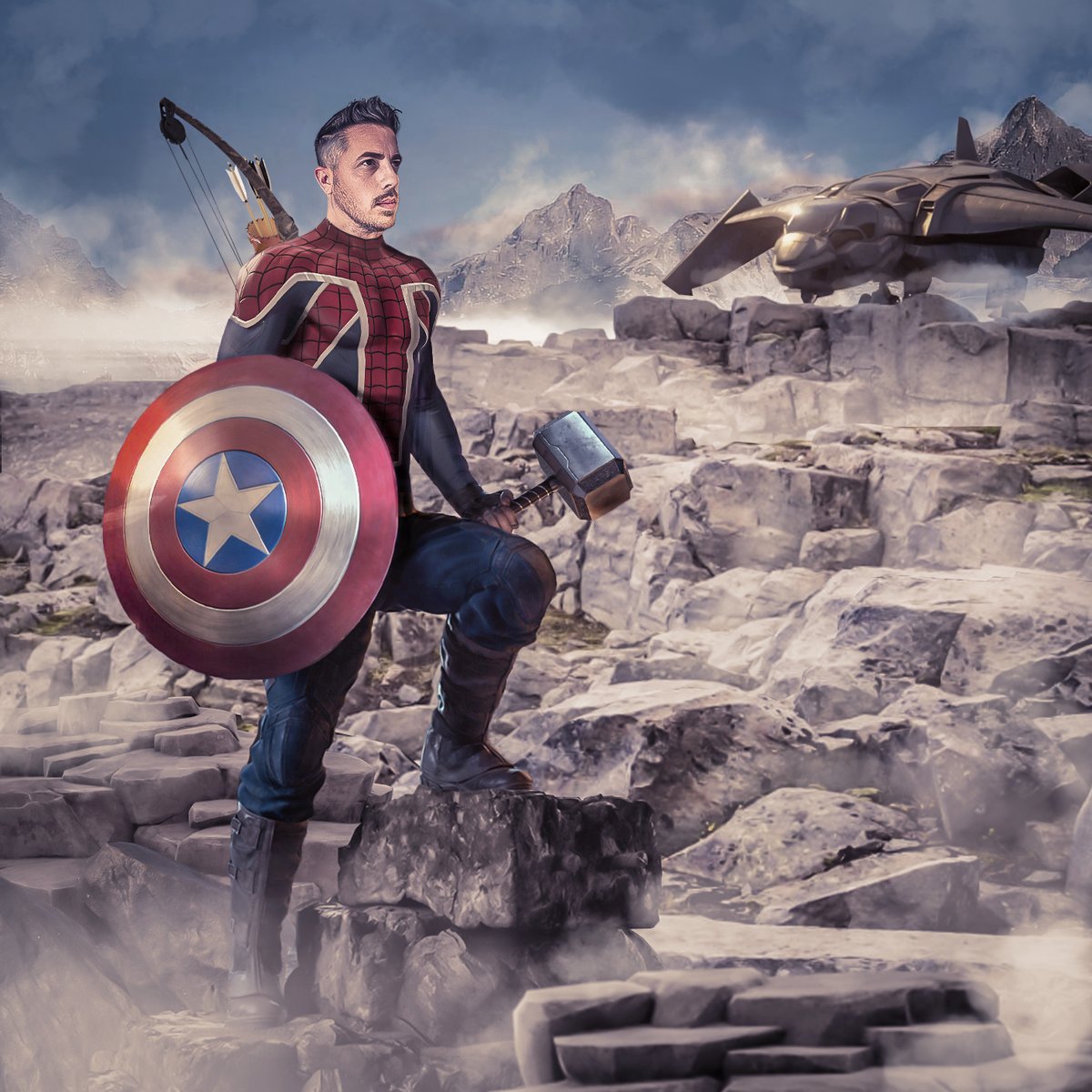 GJMaceart's tweet photo. When you can't quite decide on an outfit.

#marvel #photoshop #avengers #captainamerica #spiderman #thor #hawkeye #photomanipulation https://t.co/Jgi4AJzaDN