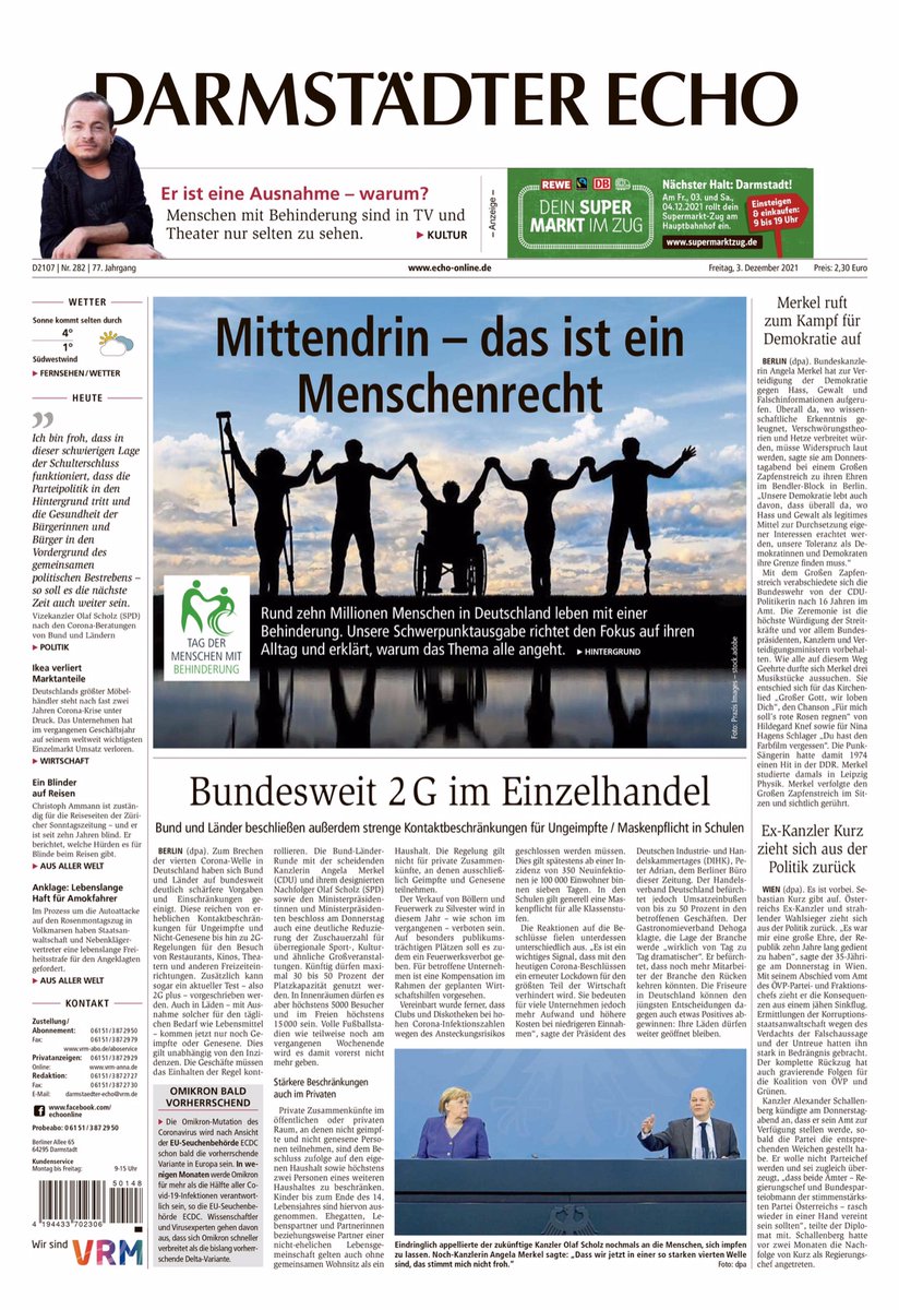 ErwinAljukic's tweet photo. Pünktlich zum #InternationalDisabilityDay ein großer Artikel in den @VRMwirbewegen zum Thema „Inklusion im Theater und Film“ - mit mir auf der Titelseite 

@StaatstheaterDA @M_Kammerspiele @BavariaFiction @Echo_Online @wknachrichten #InternationalDayOfPeopleWithDisability https://t.co/k3Cbyp1EIT