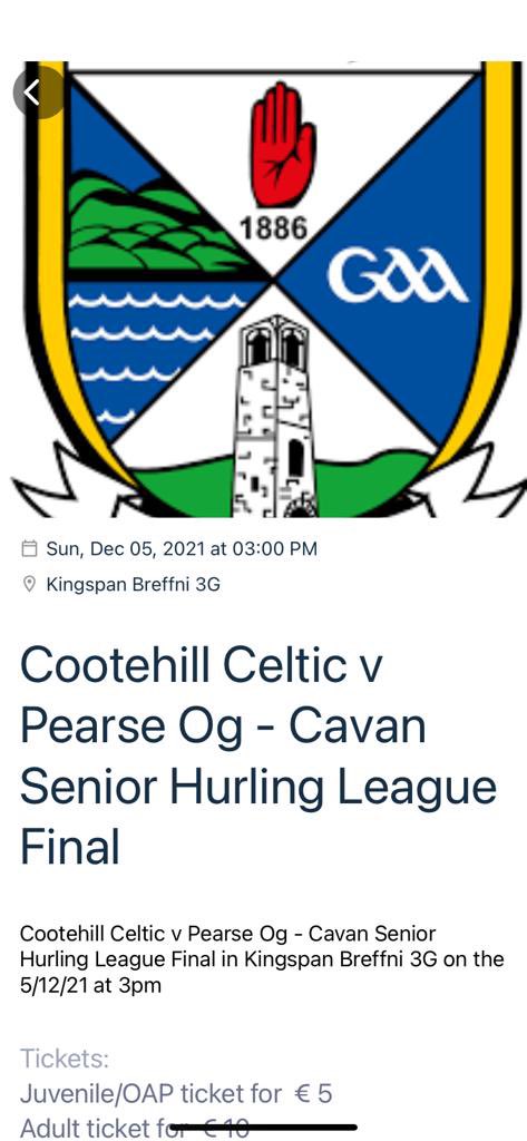 OgsClg's tweet photo. Pearse Óg Senior Men take on @Cootehill1celt in the 2021 Cavan Senior Hurling League Final.  The final takes place this Sunday 05 December. Throw in at Kingspan Breffni 3G is 3pm!!

Please come and support the lads in their third final this year!!
@CavanCoBoardGaa https://t.co/ZeZQ2M4RES
