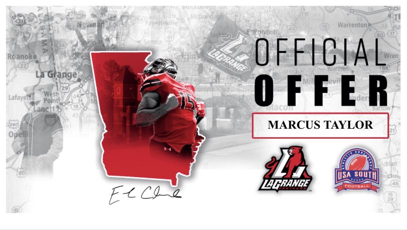 Honored to receive an offer from Lagrange College!! <a href="/ahsbucsfootball/">Allatoona Football</a> <a href="/Coach_Ruth01/">Jarred Rutherford</a>