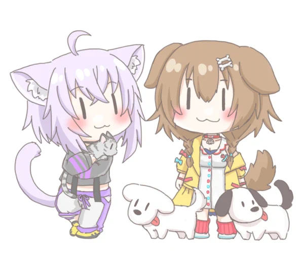 🐱🐱🐶🐶🐶(?)
#できたてころね  
#絵かゆ 
#おかころ 