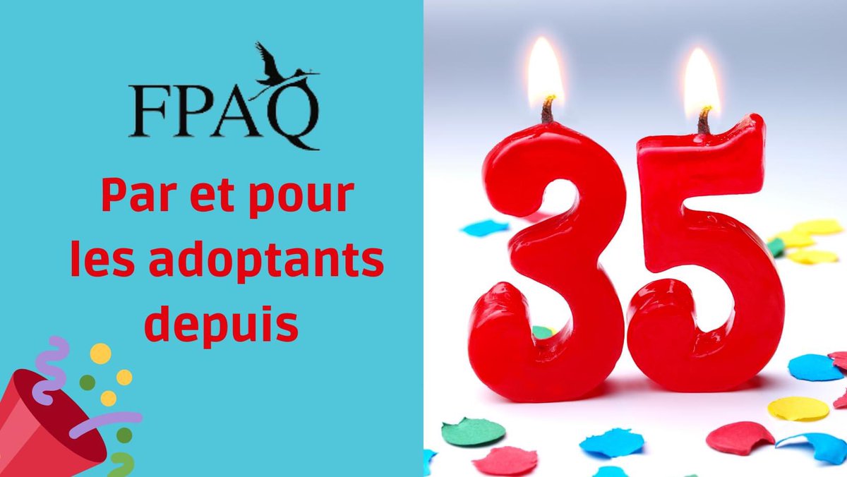 adoptantsQc's tweet photo. Fondée le 3 décembre 1986, la FPAQ a aujourd’hui 35 ans. Bonne fête aux membres et aux parents bénévoles: sans l’un ou l’autre, elle n’existerait pas! Merci 🙏 🥳 👏🏻 ♥️ 
#adoption #DeuxFêtesLaMêmeSemaine 🤩 ! https://t.co/xkKN3tAqYs
