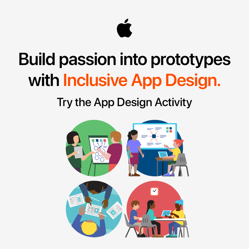 AppleEDU's tweet photo. Try our App Design Activity and teach your students best practices for designing apps that can change the world 🌍.#CSEdWeek