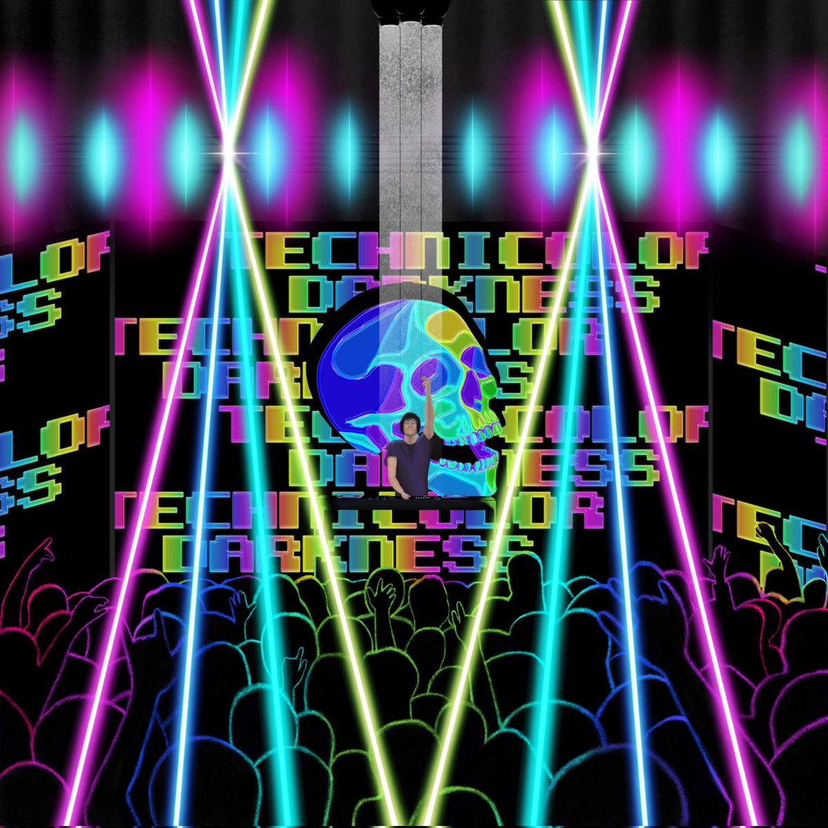 DarkTechnicolor's tweet photo. My ideal rave: Techno music, rainbow visuals, a hot DJ, and not too far from my house 😜 #raveart #somanylasers #technoraves #laserbeams #iloverainbows https://t.co/FUPqtKgYwL
