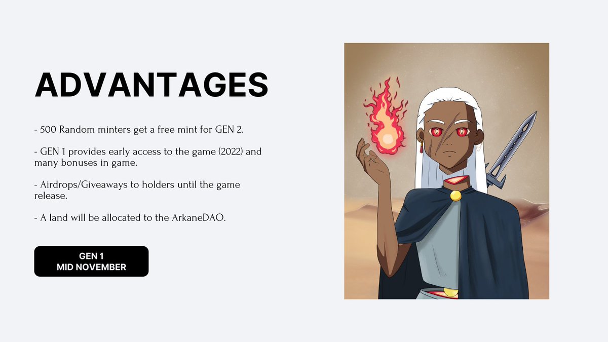 ArkaneNFT's tweet photo. Daily updates : 

- Mint is live : https://t.co/fOzHXr3E4G 

- Writing the game's whitepaper.

- Working on 3D Arkane to implement them in the game.

We will share daily updates until the launch of the game. https://t.co/z4zcAIROef