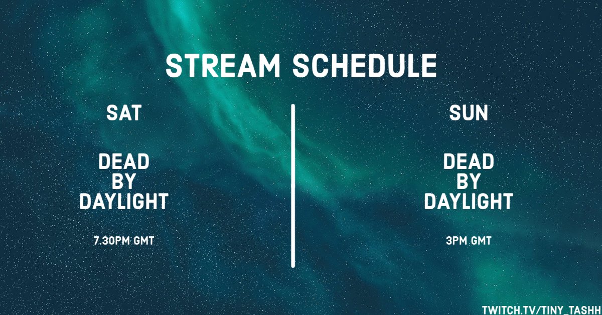 tiny_tashhh's tweet photo. Twitter one day I will not forget about you. But here have my weekend schedule.

https://t.co/9YGQiDbKrk
#DeadbyDaylight #weekendvibes #TwitchStreaming https://t.co/MUQLiskgDo