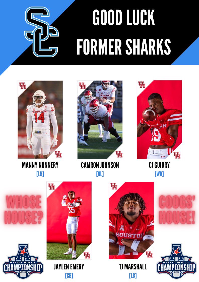 Shadow Creek Recruiting (@scsharkrecruits) on Twitter photo Good Luck @nunnery1k <a href="/Cj_Guidry/">𝙲𝙹’𝚁𝙾𝙱𝙸𝙽𝙷𝙾𝙾𝙳’𝙶𝚄𝙸𝙳𝚁𝚈💕</a> @CamronJohnson_ <a href="/tjmarshall29/">TJ MARSHALL 🦎</a> <a href="/therealjayspeed/">Jalen Emery</a> in the <a href="/American_FB/">American Football</a> Championship!!! #GoCoogs <a href="/SCSharkFootball/">ShadowCreekFootball</a> <a href="/ShadowCreekHS/">Shadow Creek HS</a> <a href="/UHCougarFB/">Houston Football</a> Good Luck @nunnery1k <a href="/Cj_Guidry/">𝙲𝙹’𝚁𝙾𝙱𝙸𝙽𝙷𝙾𝙾𝙳’𝙶𝚄𝙸𝙳𝚁𝚈💕</a> @CamronJohnson_ <a href="/tjmarshall29/">TJ MARSHALL 🦎</a> <a href="/therealjayspeed/">Jalen Emery</a> in the <a href="/American_FB/">American Football</a> Championship!!! #GoCoogs <a href="/SCSharkFootball/">ShadowCreekFootball</a> <a href="/ShadowCreekHS/">Shadow Creek HS</a> <a href="/UHCougarFB/">Houston Football</a>