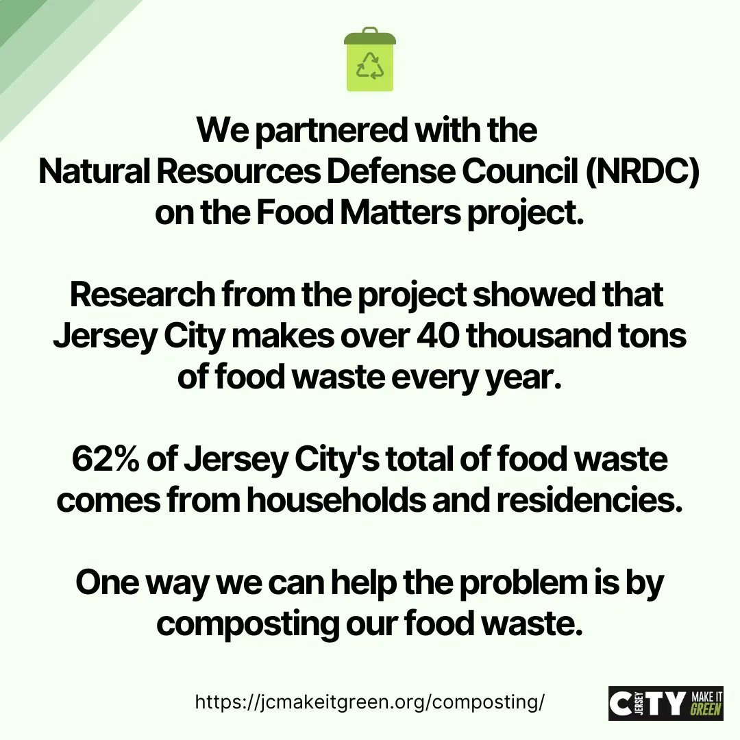 #DIDYOUKNOW 40,000 tons of food waste is produced in Jersey City every year? Most of it is uneaten food from our homes &amp; residencies. Food waste is not only bad for our pockets, it's bad for the environment.

LEARN HOW TO HELP: jcmakeitgreen.org/food-waste

#FoodForThoughtFriday