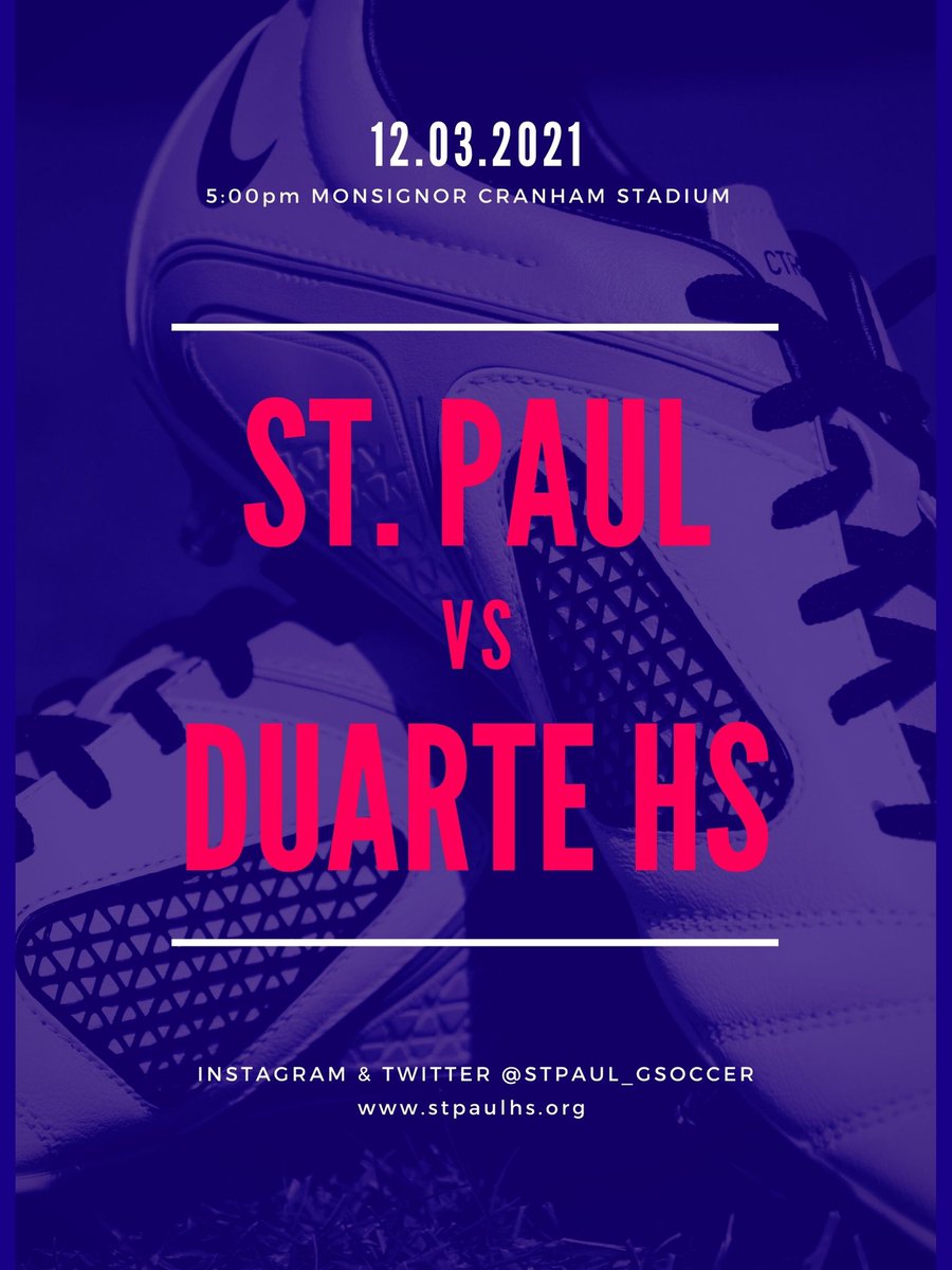 MATCH DAY! #Swordsmen host Duarte HS in a #preseason match up. Kick off at 5:00pm ⚔️⚽️ #SwordsUp #SwordsmenSoccer #Soccer #Fútbol #CIFSS #SantaFeLeague #TogetherStronger <a href="/James_Escarcega/">James Escarcega 📈🏈🏀⚾️🥎 🤼🤽🏽‍♂️🏊🏼‍♀️🏌🏻⚽️</a> <a href="/SGVNSports/">Fred J. Robledo 👨🏻‍💻</a> <a href="/ReporterVince/">Vincent Nguyen</a> <a href="/SoCalVarsity/">SoCal Varsity</a> <a href="/SPHSSports/">@SwordsmenAthletics</a> <a href="/StPaulSwordsmen/">St. Paul High School</a>