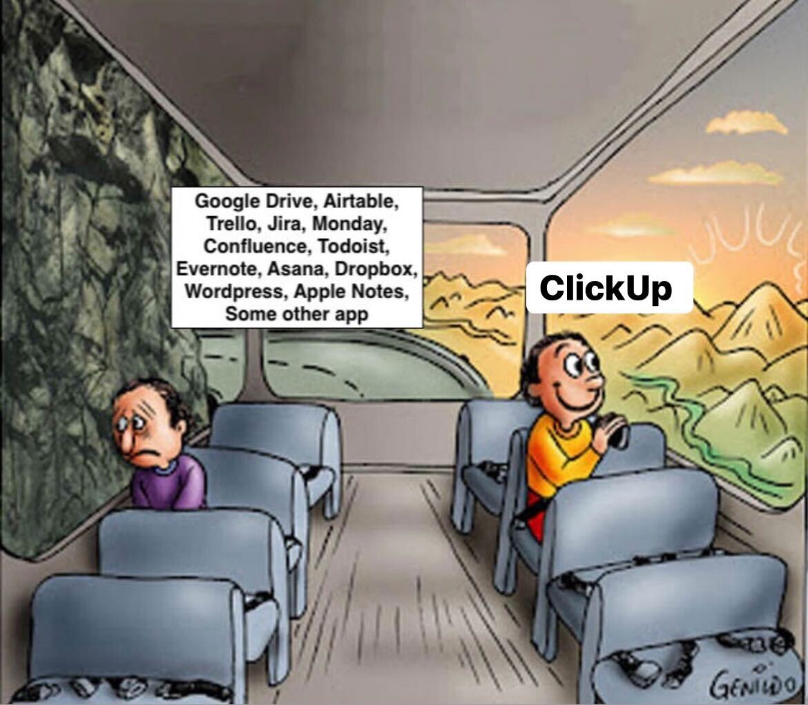 clickup's tweet photo. Now welcoming any and all friends who want to scooch on over from the dark side... 😉 #ClickUp https://t.co/nLKg1pY7eH