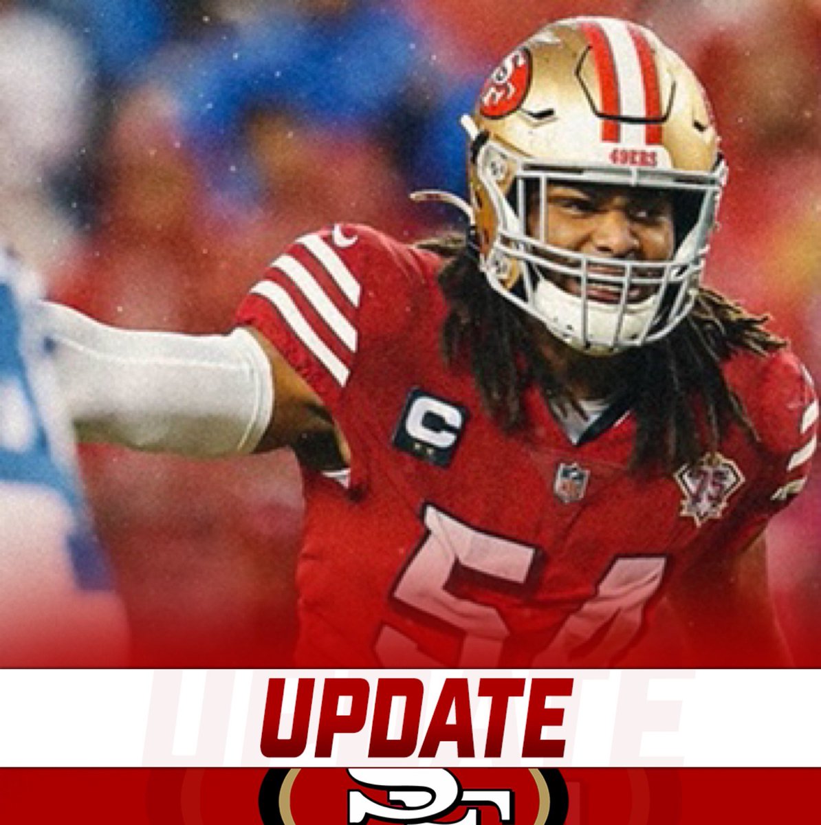 OurSf49ers's tweet photo. #49ers injury report for Sunday Vs Seattle: 

Doubtful
LB Fred Warner (hamstring)

OUT
LB Dre Greenlaw (groin)
WR Deebo Samuel (groin)
RB Trey Sermon (ankle)
DL Maurice Hurst (calf)

Questionable
LB Marcell Harris (concussion) https://t.co/kGe53T6iph