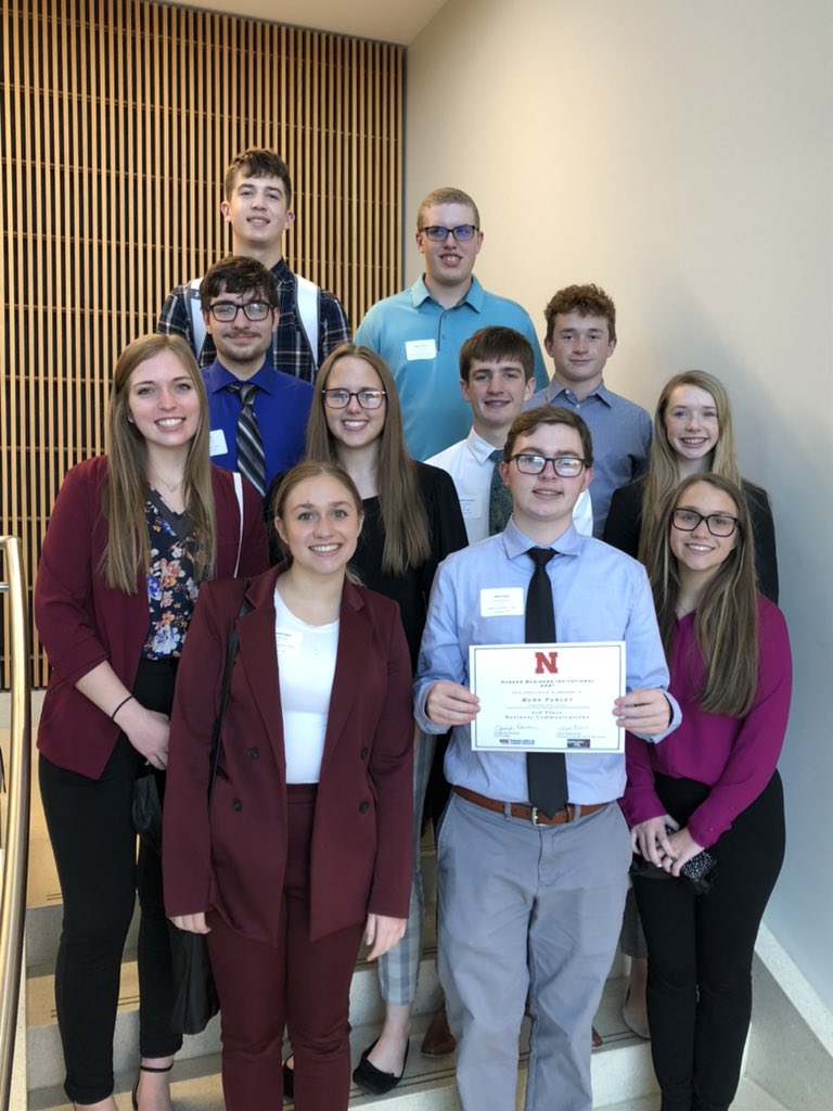 Congratulations to Burk Farley for placing 3rd in Business Communications at the UNL Husker Business Invitational.