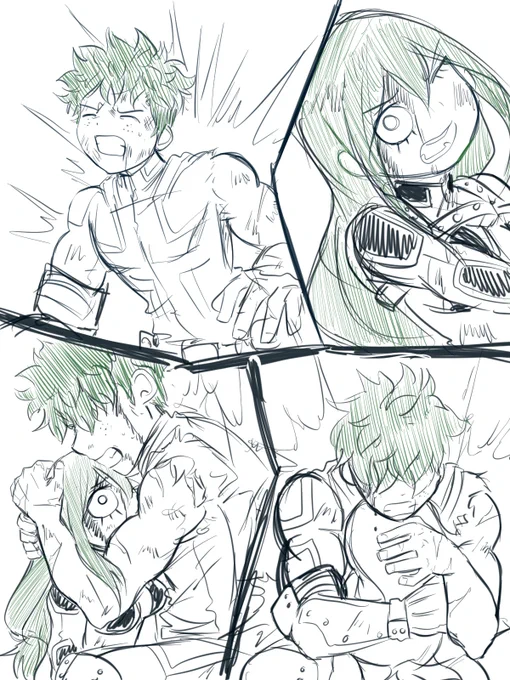 Midotsuyu - Izuku and Tsuyu doodle. #izukumidoriya #TsuyuAsui #Midotsuyu #IzukuxTsuyu #doodle #fanart #Deku #Froppy #BokuNoHeroAcademia #fight #protect #Heroes 