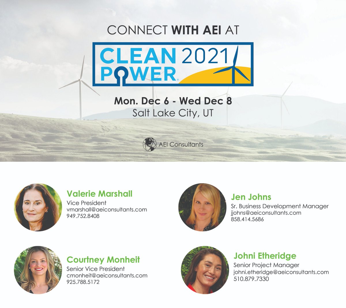 Connect with AEI at #CLEANPOWER2021 
#windenergy #solarenergy