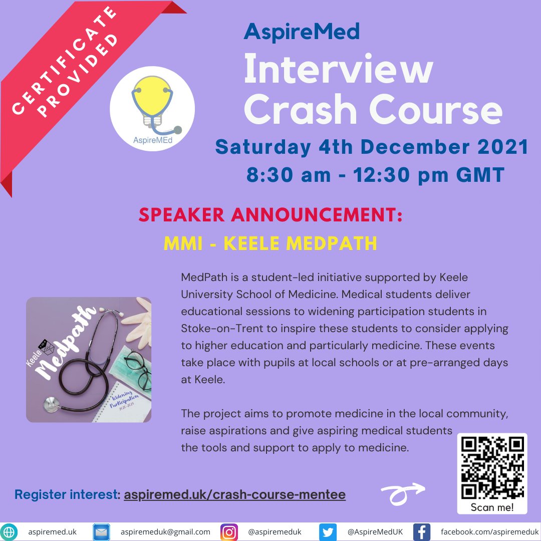 AspireMedUK's tweet photo. 📣 Interview Crash Course: Speaker Announcement‼️

Lastly we are delighted to reveal the fourth speaker for our AspireMed Interview Crash Course this Saturday 4 December (tomorrow!) 🙌
@KMedpath! 🤩
To register, please visit: https://t.co/br04FB8wUF https://t.co/bHFedhjtb8