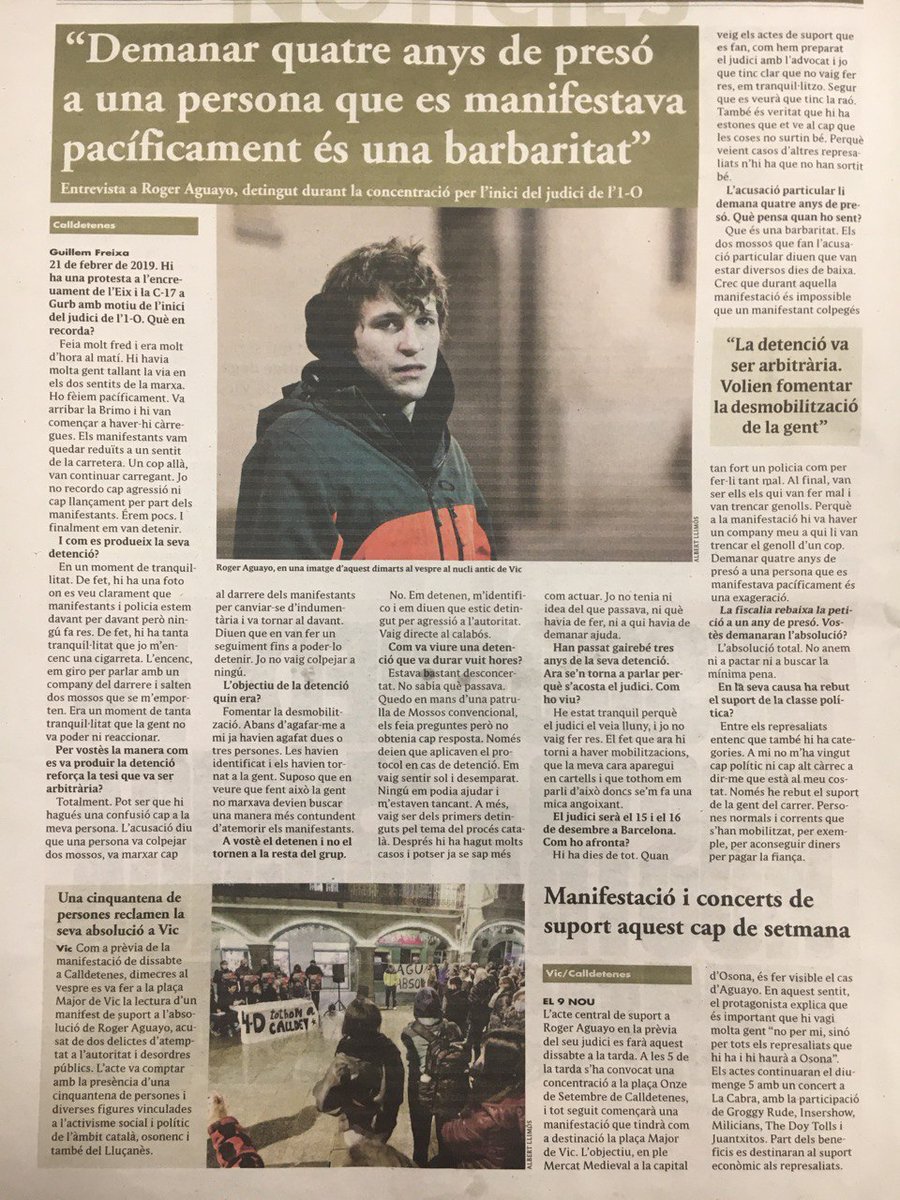 PigotGs's tweet photo. Demanar 4 anys de presó per manifestar-se pacíficament és una barbaritat
#absolucio
#osona
Dia 4 de desembre a Calldetenes https://t.co/nVs4lIgS8v