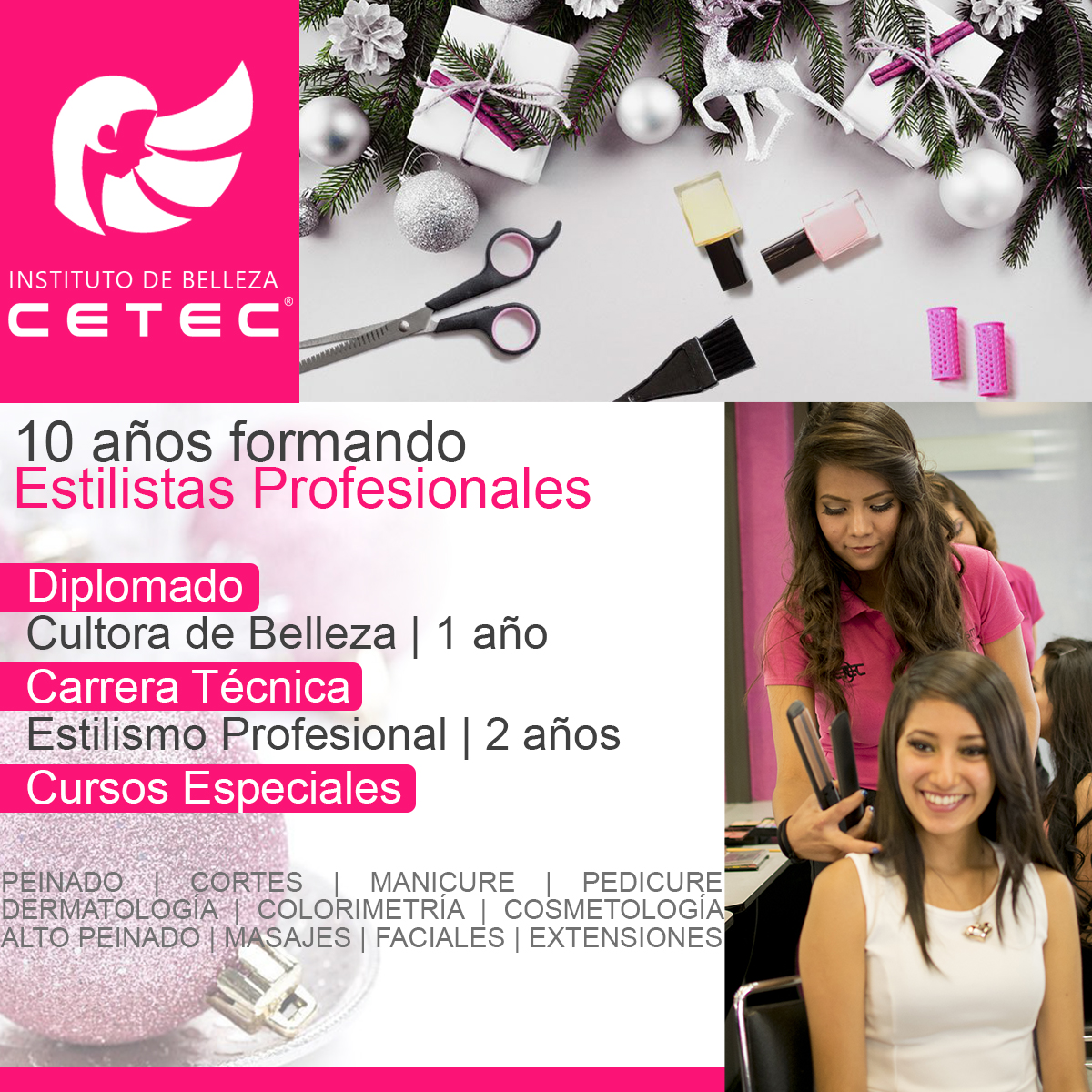 توییتر \ Corporativo CETEC در توییتر: «Instituto de Belleza CETEC 💇‍♀️💅💈  10 años formando estilistas profesionales. Diplomado | 💆‍♀️ Cultora de  Belleza | 1 año Carrera Técnica | 💇‍♀️ Estilismo Profesional |