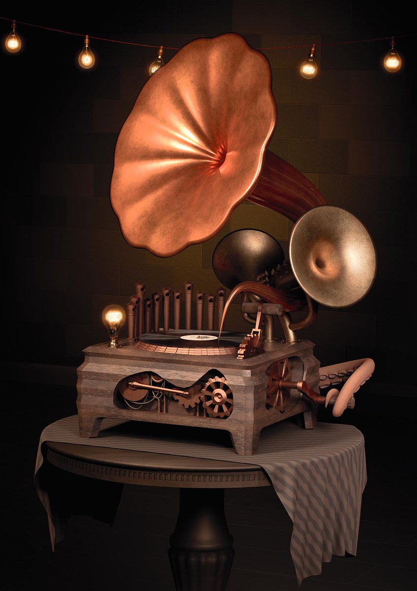 akzynth's tweet photo. Retrospective 2021 : Steampunk Gramophone
#Steampunk #Gramophone #Phonograph #Turntable #Vinyl #Record #Music #Instrument #Tentacles #Octopus #Gears #Digital #Art #3D #Poster #Print #Akzynth #StudioAkzynth https://t.co/jglMvcUR40