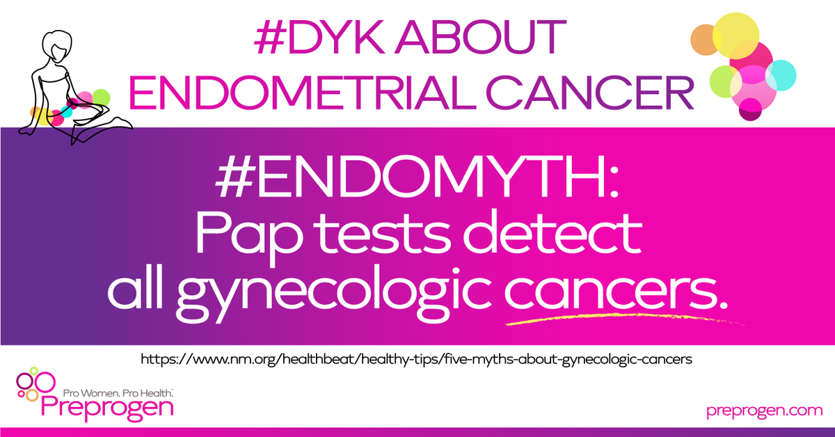 #DYK Pap tests can’t detect all gynecologic cancers?

Of all gynecologic cancers, only #cervicalcancer can be detected with a Pap test. Make sure you take control of your #gynecologichealth and visit your doctor often for early detection.

#womenshealth #Preprogen
