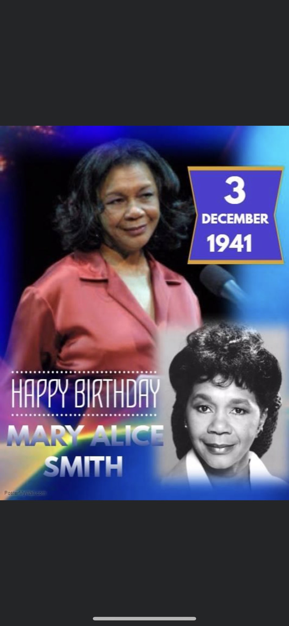 I want to wish my great aunt  Mary Alice smith  a happy 80th bday  