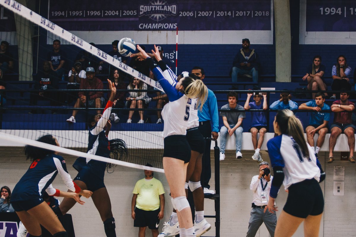 SFA_Volleyball's tweet photo. What a night in Shelton 🤩

#AxeEm
#RaiseTheAxe https://t.co/kP4fMjQoHi