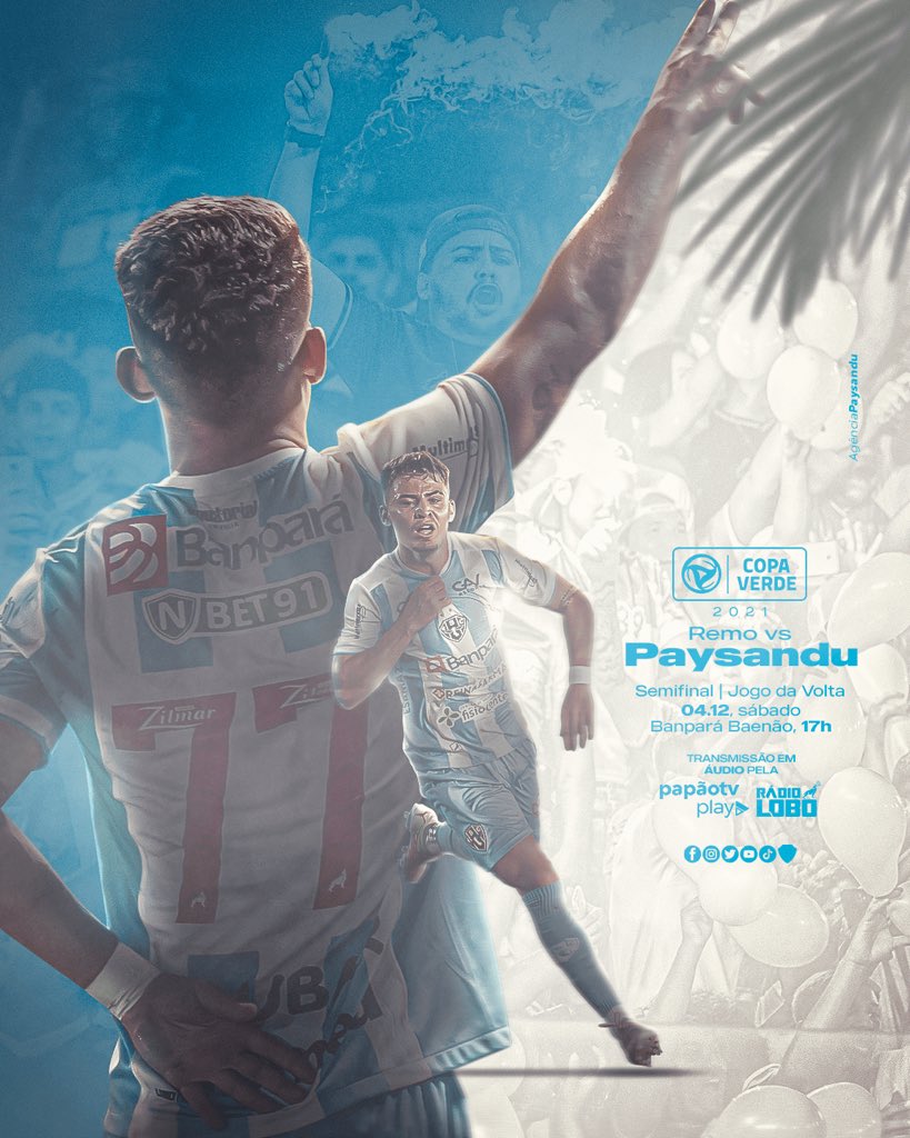 Paysandu's tweet photo. PELA FINAL! PARA BUSCAR MAIS UMA TAÇA! É #DiadeLobo! 🐺🔥🔵⚪️

🏆 Copa Verde 2021 - Semifinal (VOLTA)
🆚 Remo x Paysandu
⏰ 17h
🏟 Banpará Baenão
📺 TV Cultura
🎙 https://t.co/sGfMwf8yTq e https://t.co/j11Wr46zRA
#️⃣ #RExPA762

#PayxãodoTamanhodaAmazônia #CopaVerde2021 https://t.co/s9aVO6q5Gv