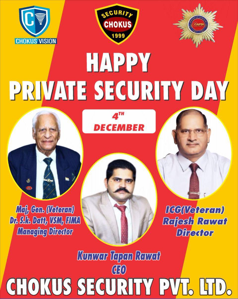 RawatTapan's tweet photo. December 4 is a special day for the entire private security industry .It is also a solemn occasion for us to honour the contributions of the private security industry during the COVID-19 pandemic which created havoc in India and across the world. #PrivateSecurityday https://t.co/aslwvG8Krb