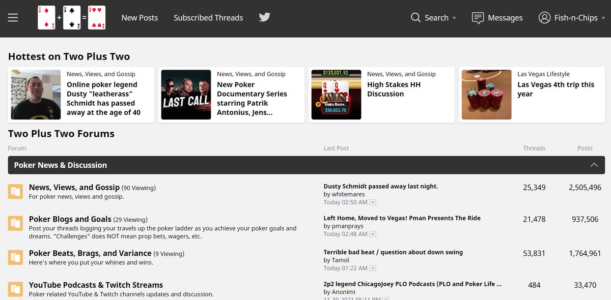 twoplustwoforum's tweet photo. NEW LOOK! 
Check out the new "Hottest on Two Plus Two" feed! 
Get all your #news, #gossip, and #bestof #poker updated every day. Only on #TwoPlusTwo #forums!
#celebritygossip #pokernews #liveupdates https://t.co/uDzvpsloZN
