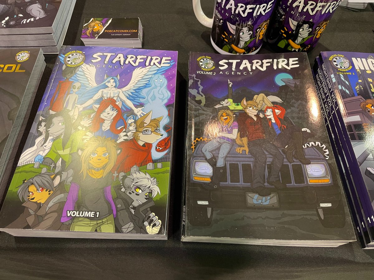 ringtailcafe's tweet photo. We are at MFF, Come see us at table G 12-13.
New in print is Nightshift Vol.2, Void Protocol and Sprawl Vol.1
Aerokat creator of Starfire Agency, Nightshift and Hellkats is here!
https://t.co/qNW0fbp7Yo
https://t.co/Re3pwFea11
#graphicnovels #Aerokat #StarfireAgency #Hellkats https://t.co/FIUomanHy8