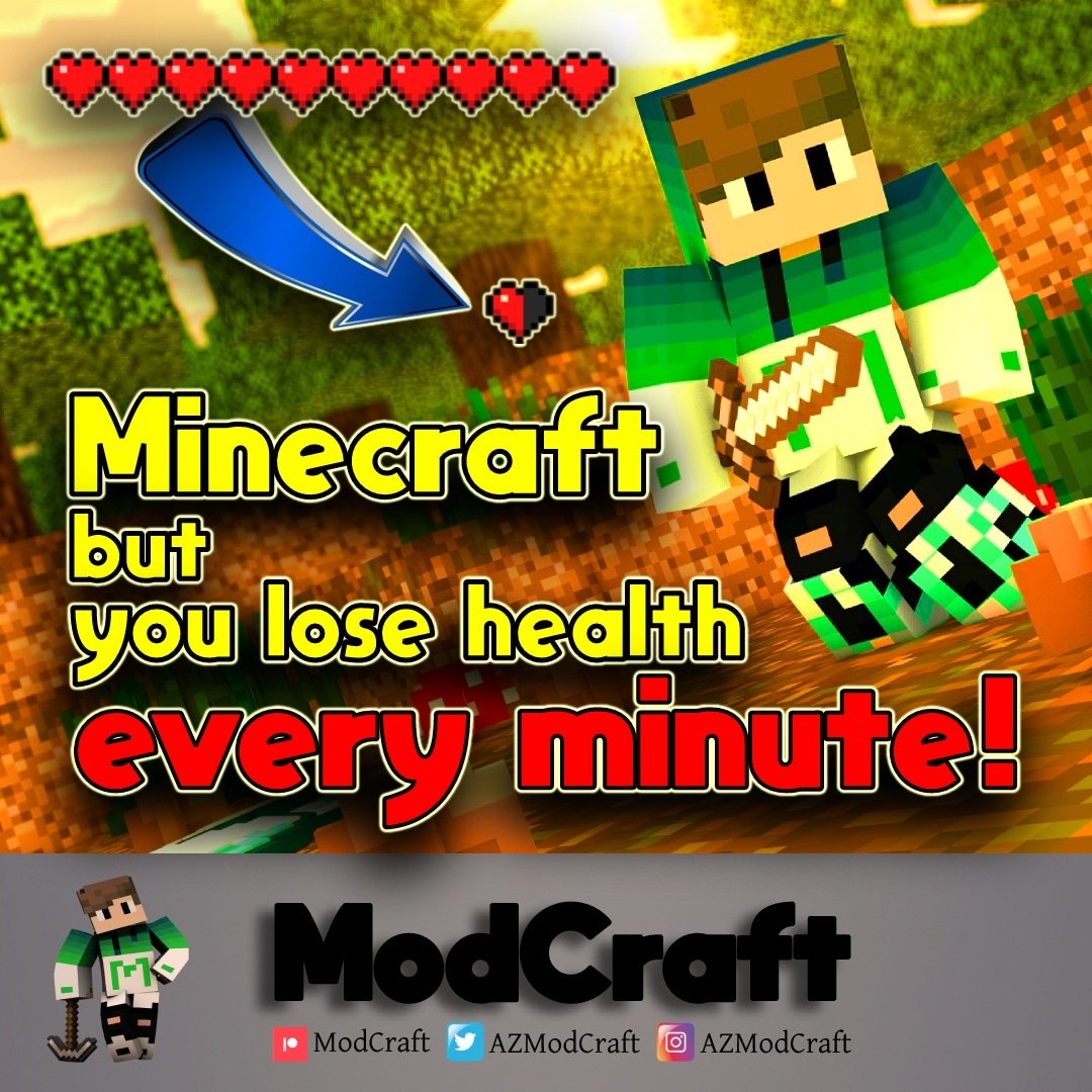 🚨New #plugin available🚨

#Minecraft, but you lose health every minute! You start with full health, than every minute you lose half a heart. Can you beat the game before it gets too hard? 

Health decline period is customizable. 

Check it out visiting the link in our bio.