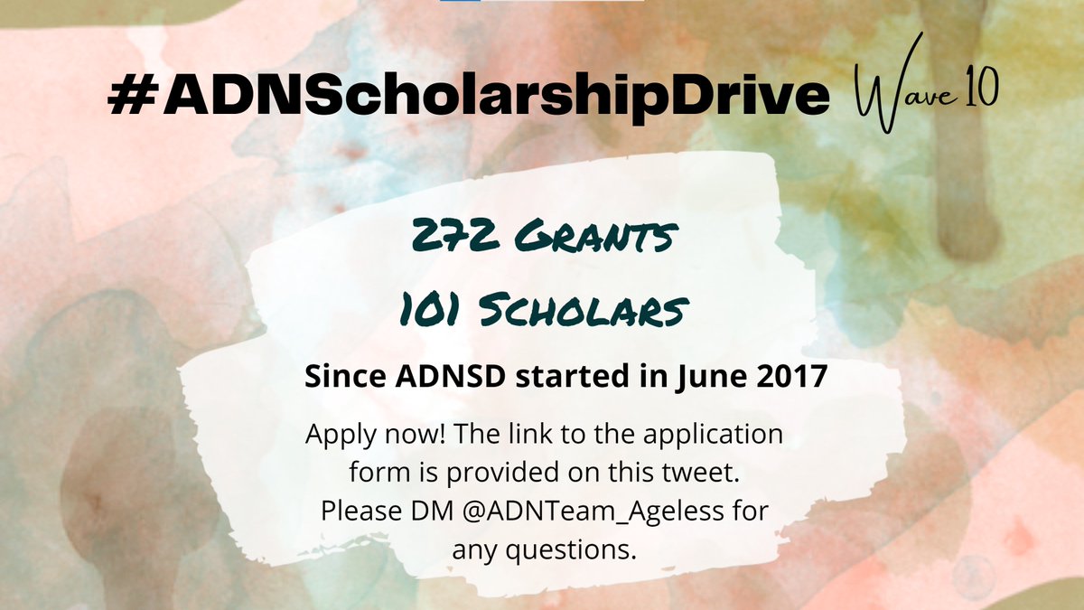 ADNTeam_Ageless's tweet photo. #ADNScholarshipDrive will be accepting applications for Wave10 grants from today, 4 December, until 19 December 2021. Please see photos & the linked application form for details. DM us for any questions. Good luck, applicants!
https://t.co/eKkwGuxI9U
#ALDUBatADNShare https://t.co/eXe92GHajA