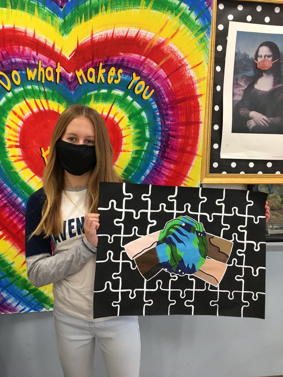 KdahlKelly's tweet photo. LMS Art! The Ledyard Lions Club International Peace Poster Contest selected 3 winners:Ruby Jensen-Gr. 8, Maya Velez-Gr. 7 and Faith Dalton-Gr.8. Faith Dalton’s poster was chosen as the overall winner and advances to the district competition. So proud of these creative artists! https://t.co/Wv4ejLMyYR