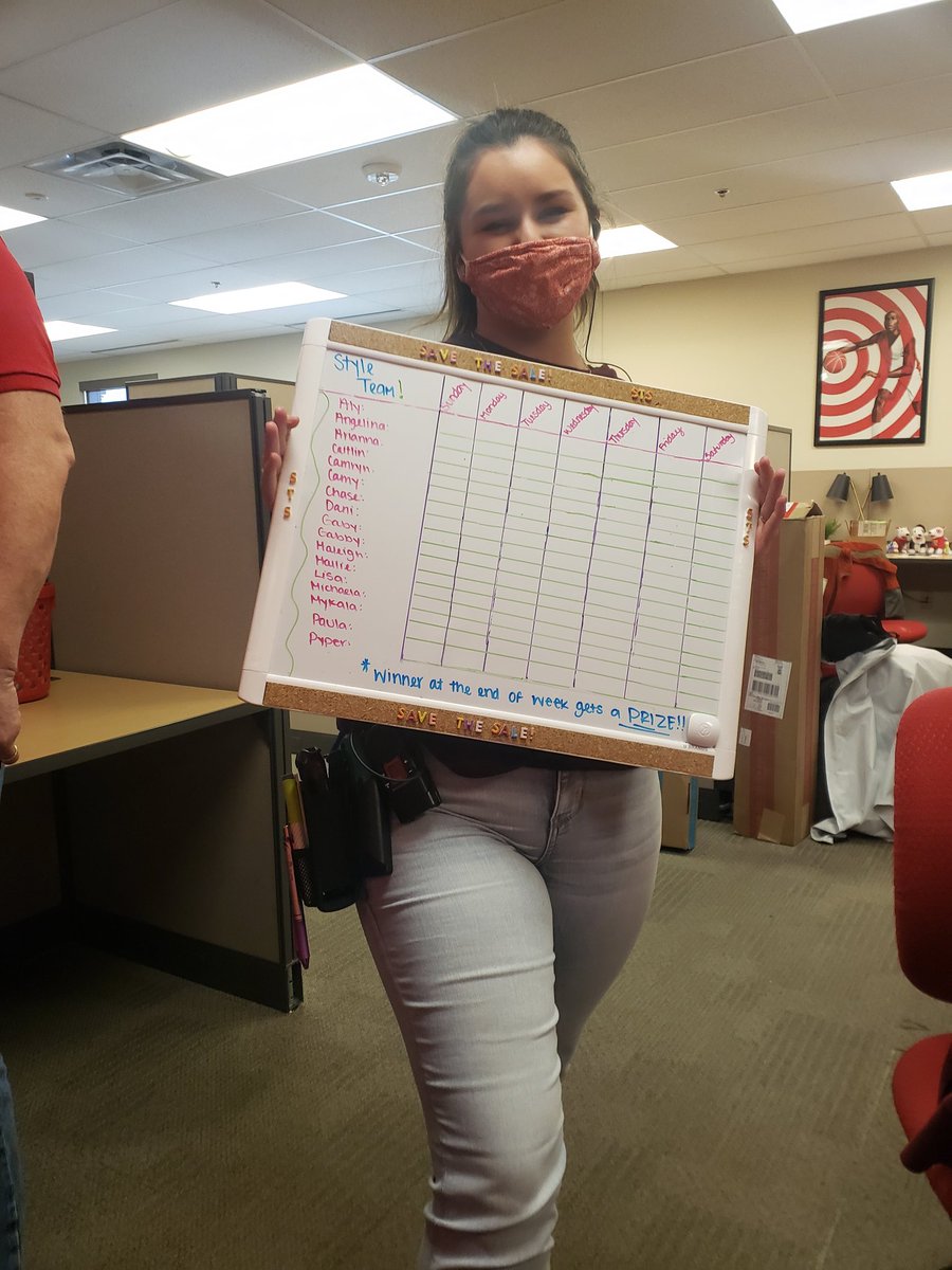 KuceraMallori's tweet photo. Ready to drive up the save the sales here at T2542! #savethesale #teamrecognition @ThrillHill9 @CarolineW2542 @VM_FaithT https://t.co/PKFTsQvwpI