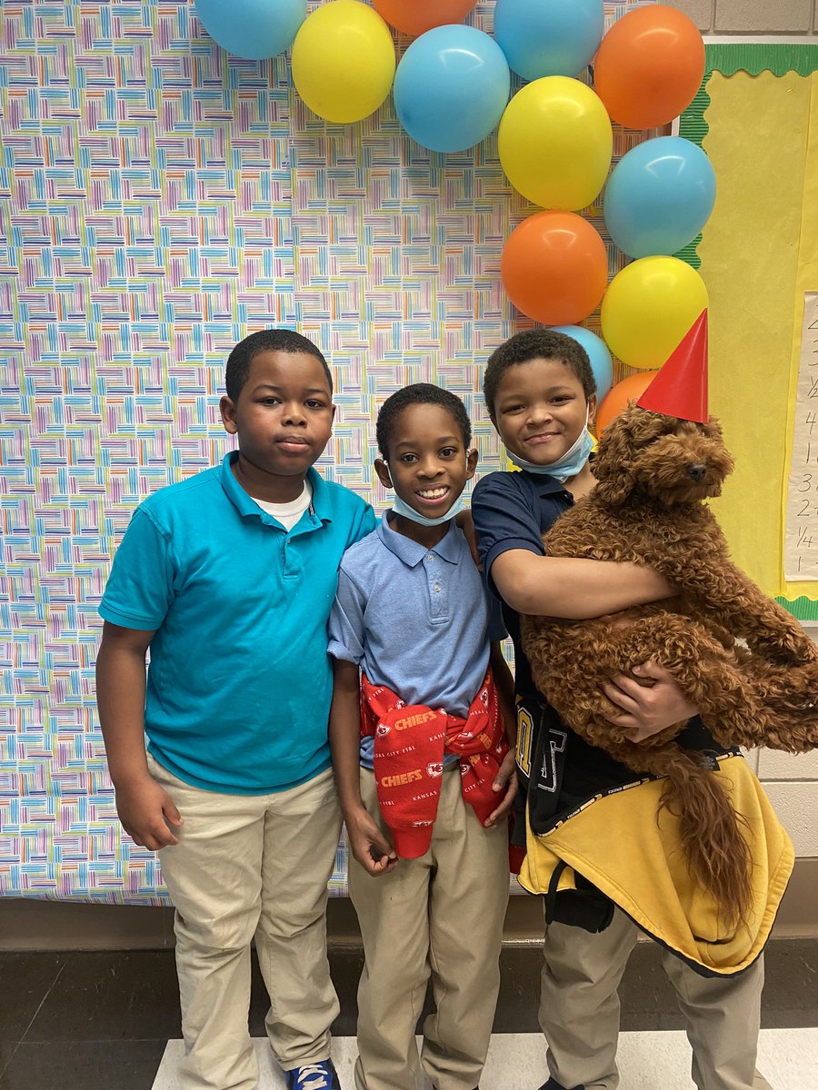 KCPS_Knotts's tweet photo. For November’s positive behavior party, we celebrated our one and only therapy dood, Solomon! Students decorated cookies, had popcorn, watched a movie, and took photos with Solomon! Talk about a fun Friday! https://t.co/D60BNPZYBD
