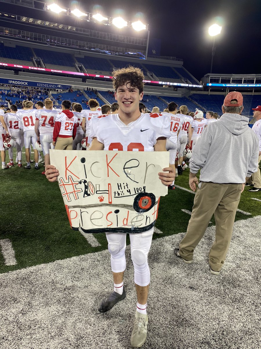 FOX19Joe's tweet photo. Game winning kick. Now President? Jake Conrad after his game-winner. #FOX19FinalQuarter https://t.co/oxPDFp1Wgk
