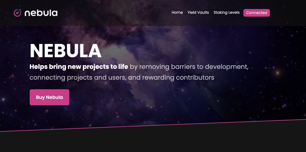$NEB | Nebula is live! Congratulations to the <a href="/nebula_lamden/">nebula</a> team! 🎉🥳 After months of determination and teamwork, you’ve pulled it off and we couldn’t be more proud. Time for us to try out those vaults! 🤩 $TAU
nebulamden.finance