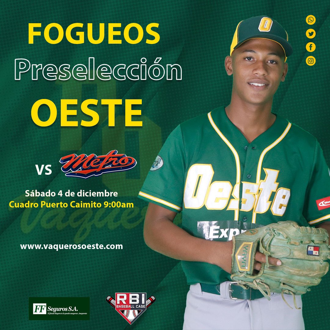 VaquerosPO's tweet photo. ¡MAÑANA! Nuestra #PreselecciónJuvenil continúa con sus fogueos con miras al Campeonato Nacional Juvenil que iniciará en Enero. 

Metro vs Oeste en Puerto Caimito #VamosVaqueros 

#rbibaseballcage #FFSegurosSA https://t.co/tXtuiUfMlp